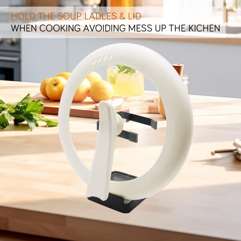 vocheer Pot Lid Holder, Kitchen Organizer Rack Spoon Rest Rack Holder-Lid Stand for Utensils in Kitchen, Black - Image 2